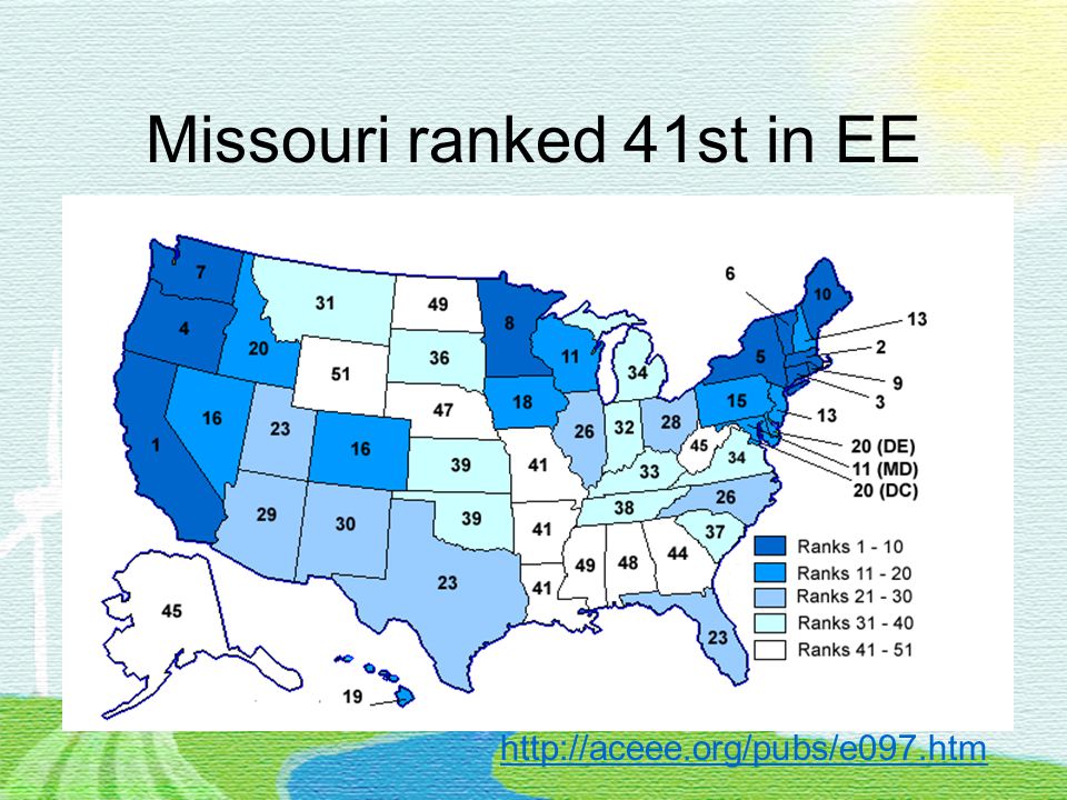 Missouri ranked 41st in EE