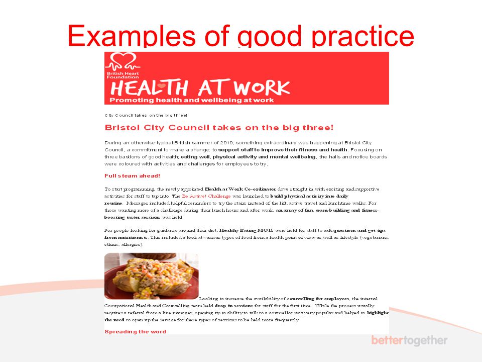 Examples of good practice