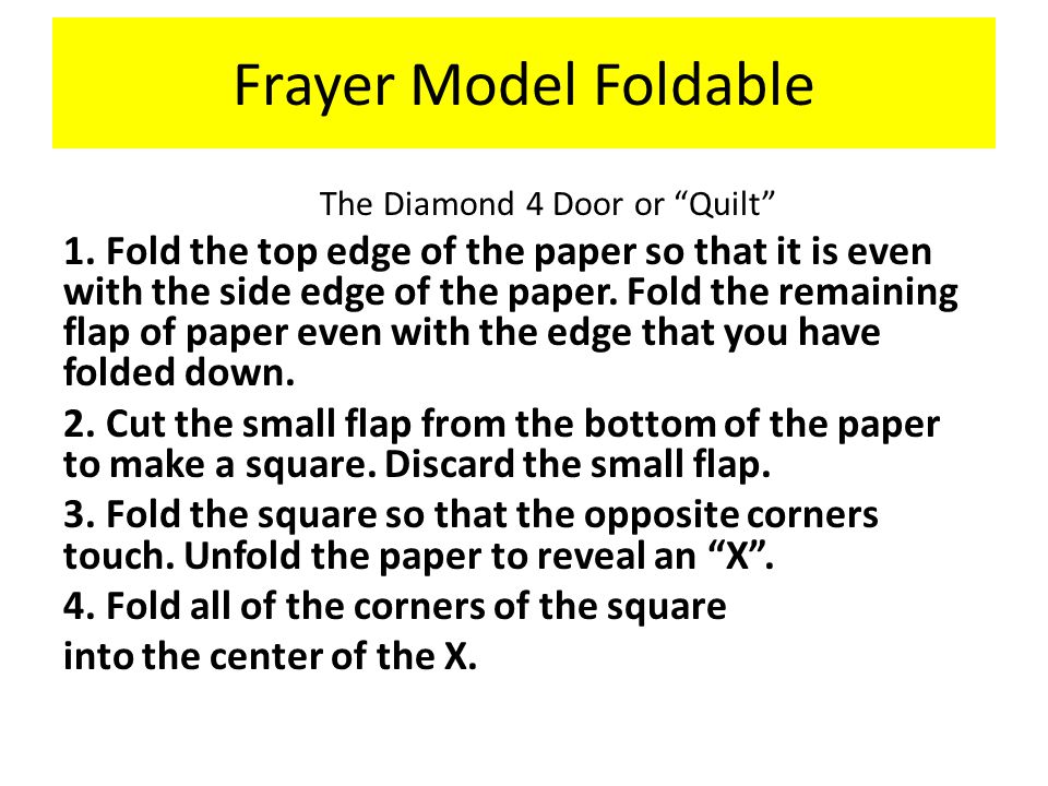 Frayer Model Foldable The Diamond 4 Door or Quilt 1.
