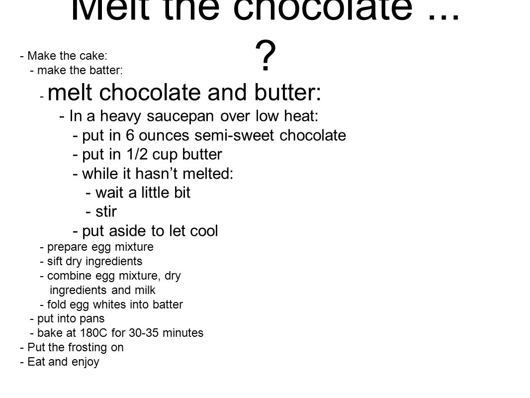Melt the chocolate...