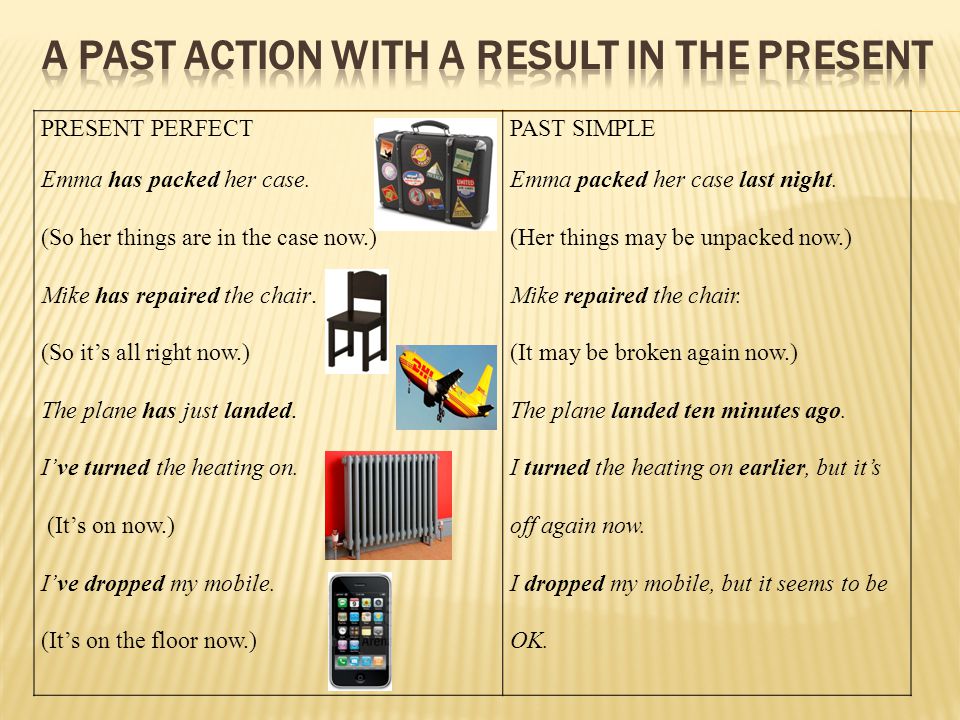 PRESENT PERFECT Emma has packed her case.
