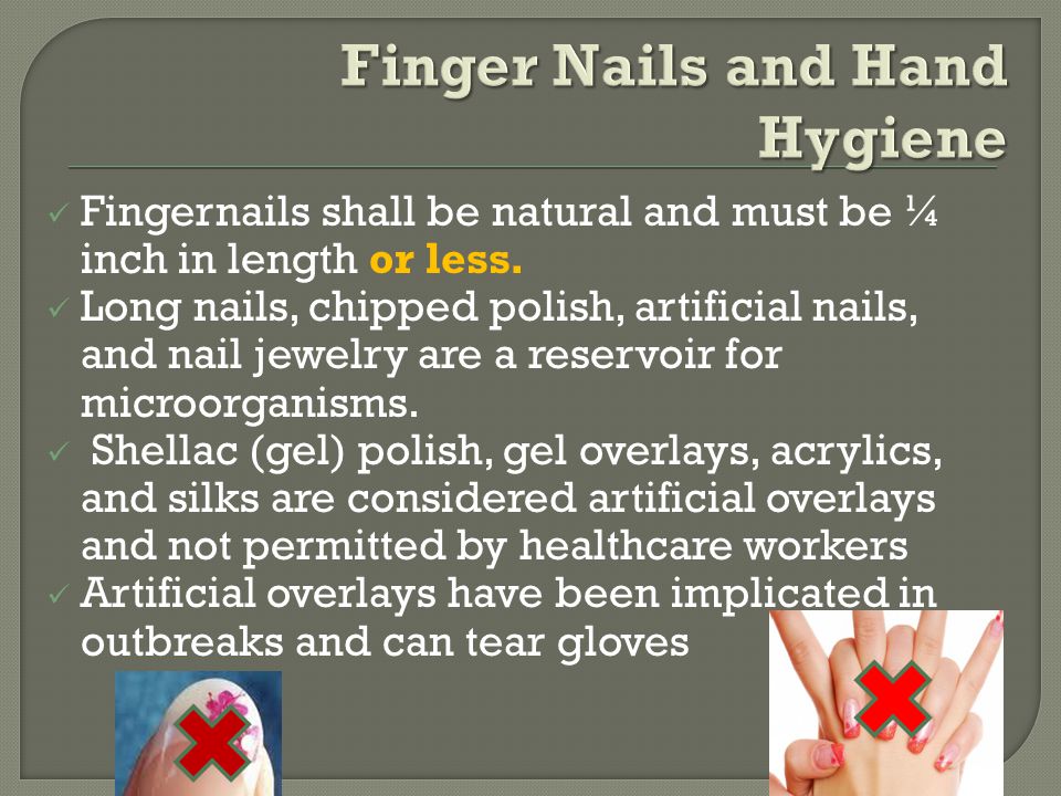 Fingernails shall be natural and must be ¼ inch in length or less.