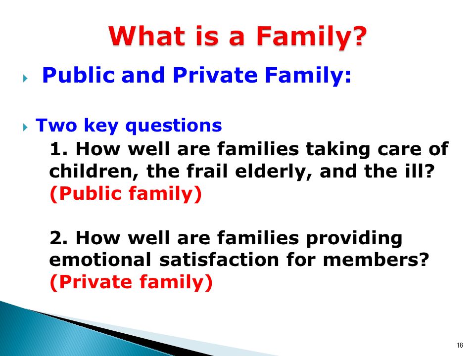  Public and Private Family:  Two key questions 1.