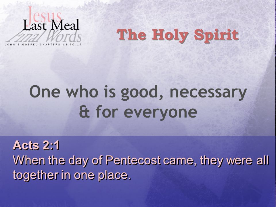 Acts 2:1 When the day of Pentecost came, they were all together in one place.