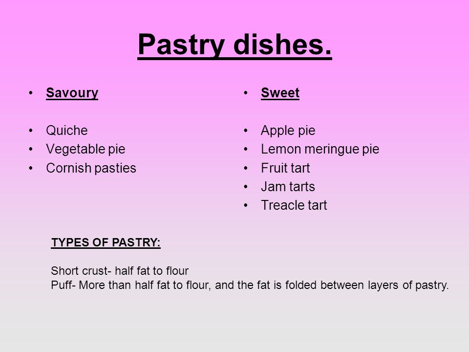Pastry dishes.