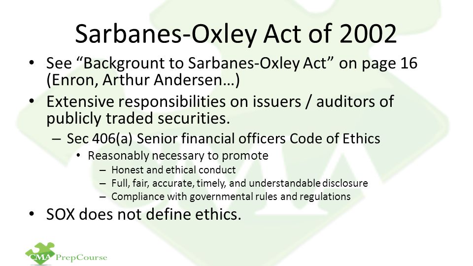 essay sarbanes oxley The sarbanes-oxley act the sarbanes-oxley act of 2002(sox which is also known as the public company accounting reform and investor protection act. essay sarbanes oxley The sarbanes-oxley act the sarbanes-oxley act of 2002(sox which is also known as the public company accounting reform and investor protection act.
