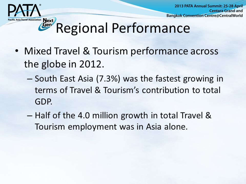 Regional Performance Mixed Travel & Tourism performance across the globe in 2012.