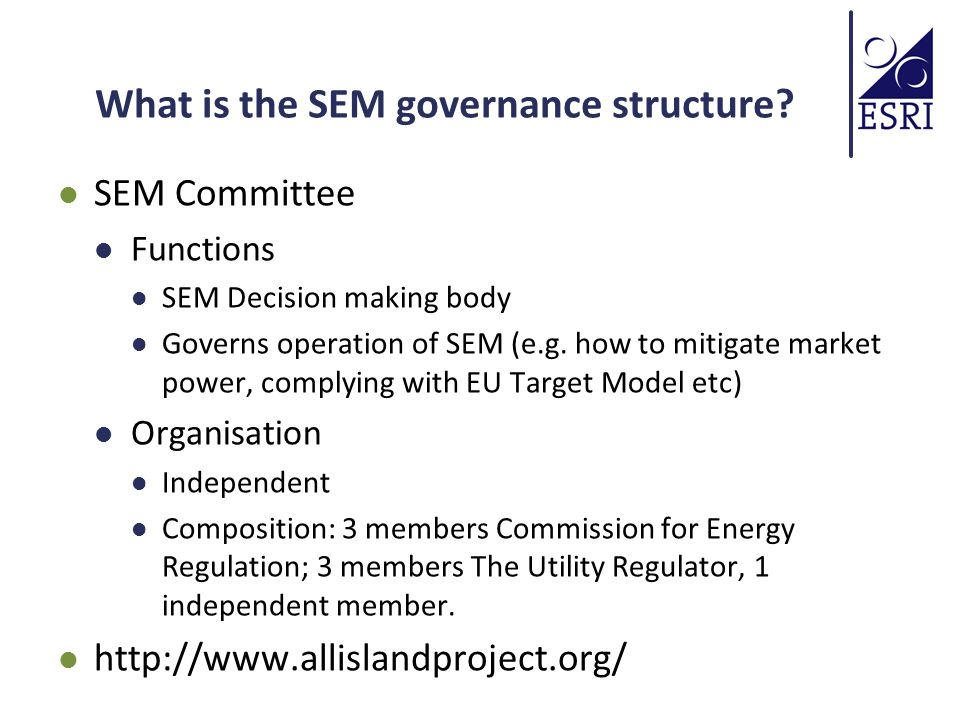 What is the SEM governance structure.