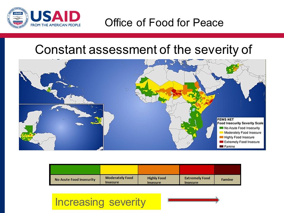 Constant assessment of the severity of food (in)security Increasing severity Office of Food for Peace