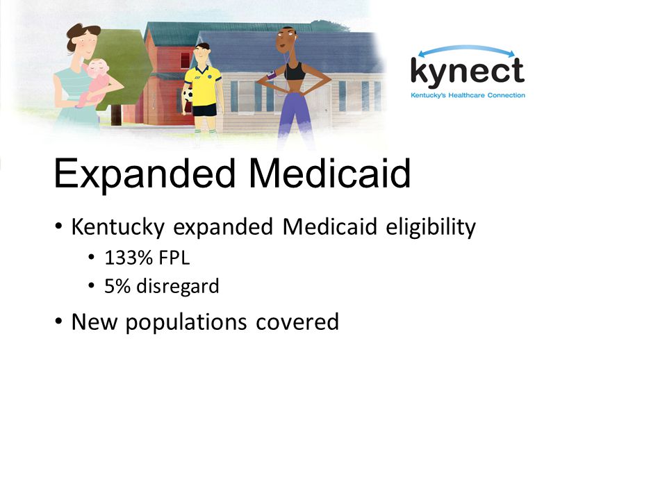 Expanded Medicaid Kentucky expanded Medicaid eligibility 133% FPL 5% disregard New populations covered