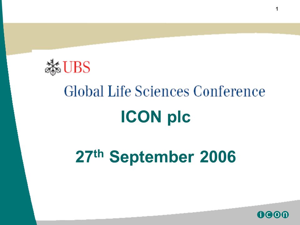 1 icon plc 27 th september certain statements contained herein icon plc