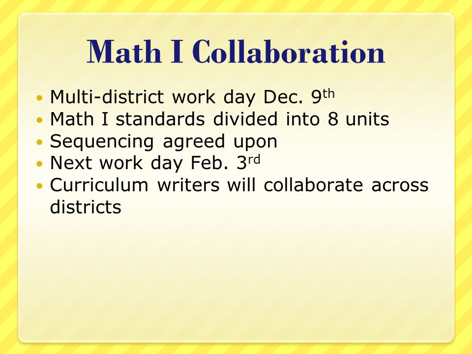 Math I Collaboration Multi-district work day Dec.