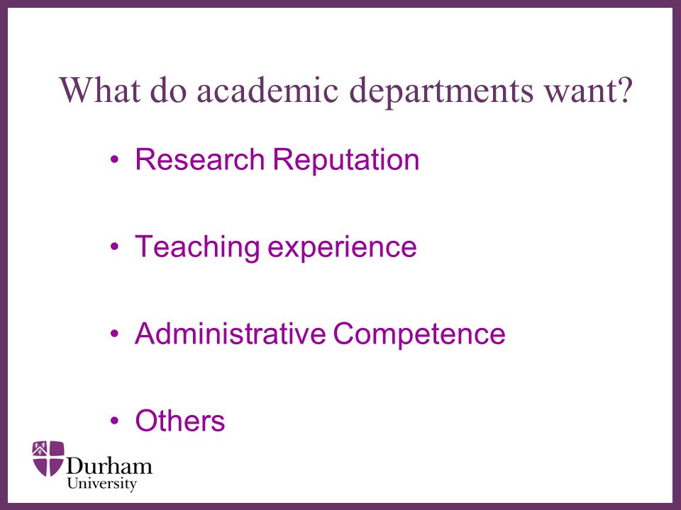 ∂ What do academic departments want.