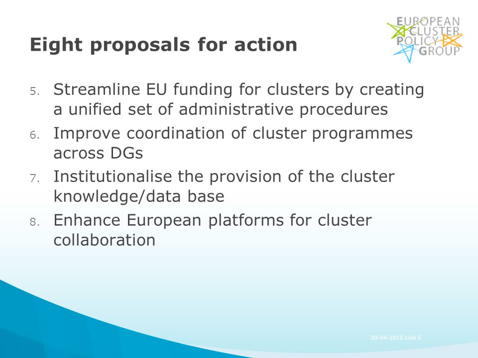 side 5 Eight proposals for action 5.