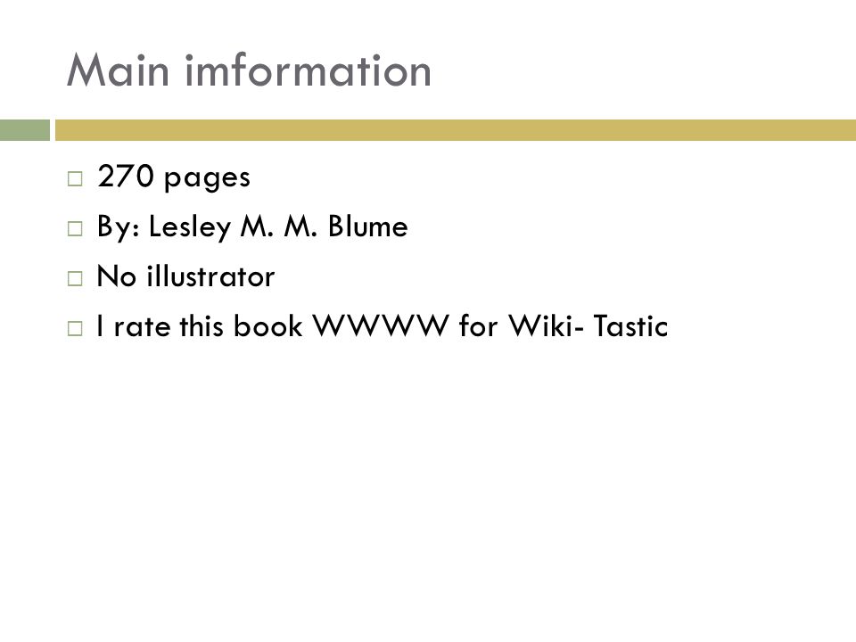 Main imformation  270 pages  By: Lesley M. M.