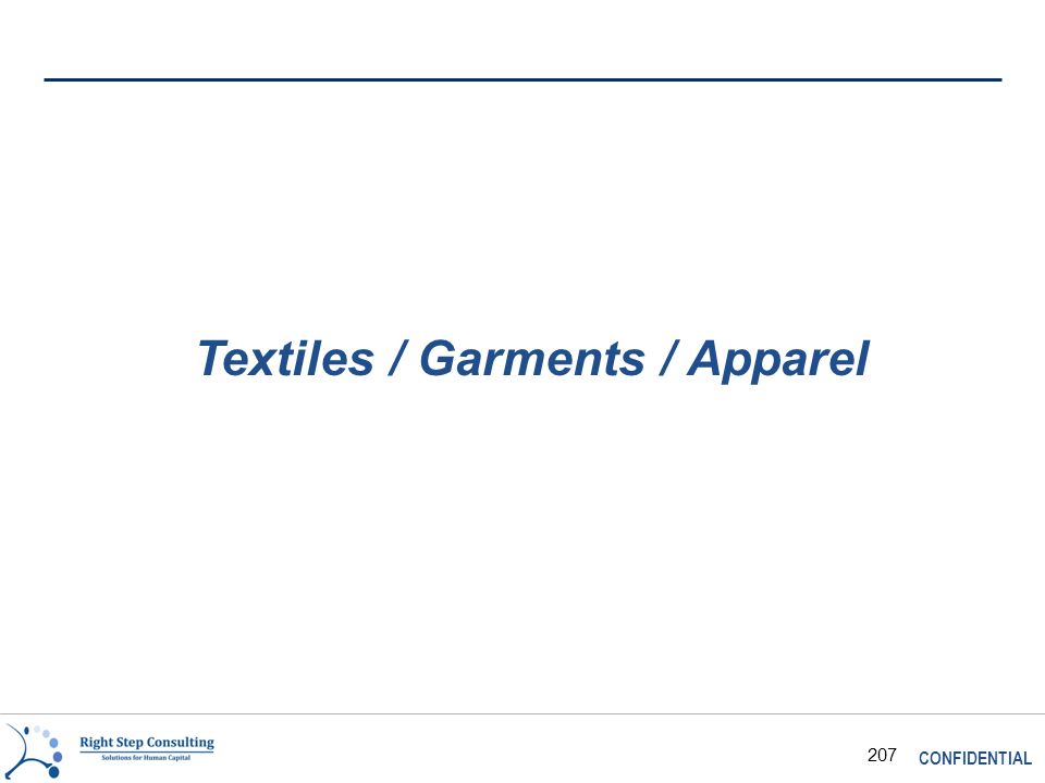 CONFIDENTIAL 207 Textiles / Garments / Apparel