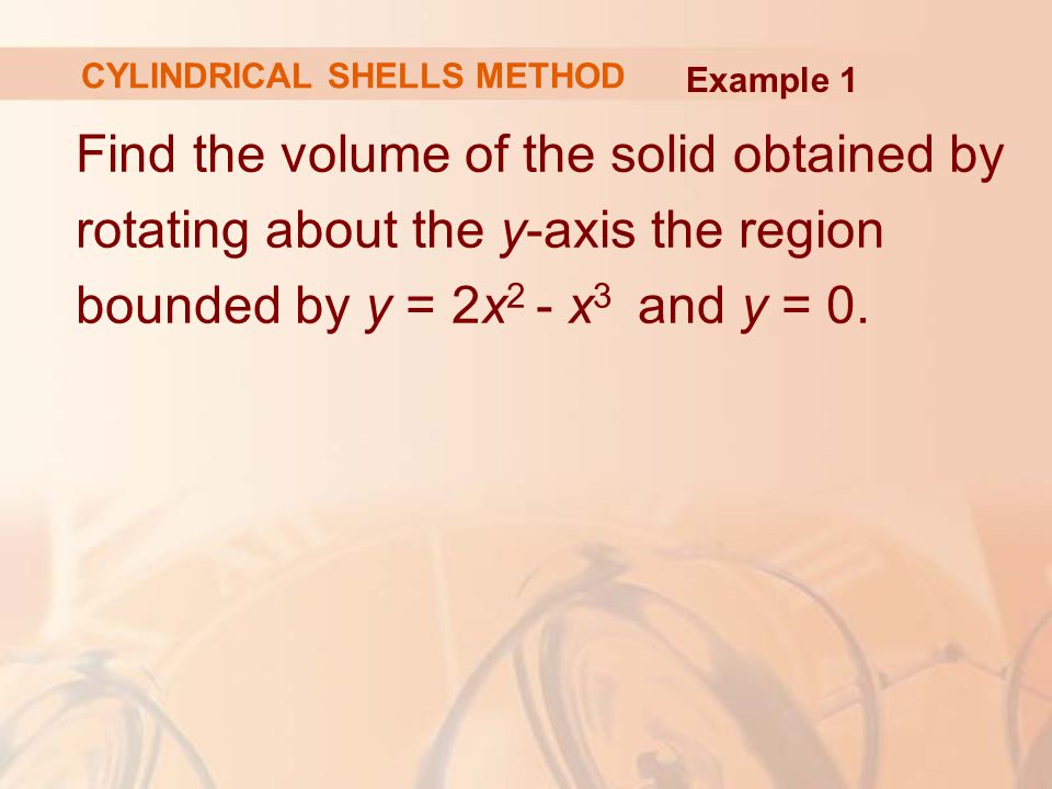 Find the volume of the solid obtained by rotating about the y-axis the region bounded by y = 2x 2 - x 3 and y = 0.