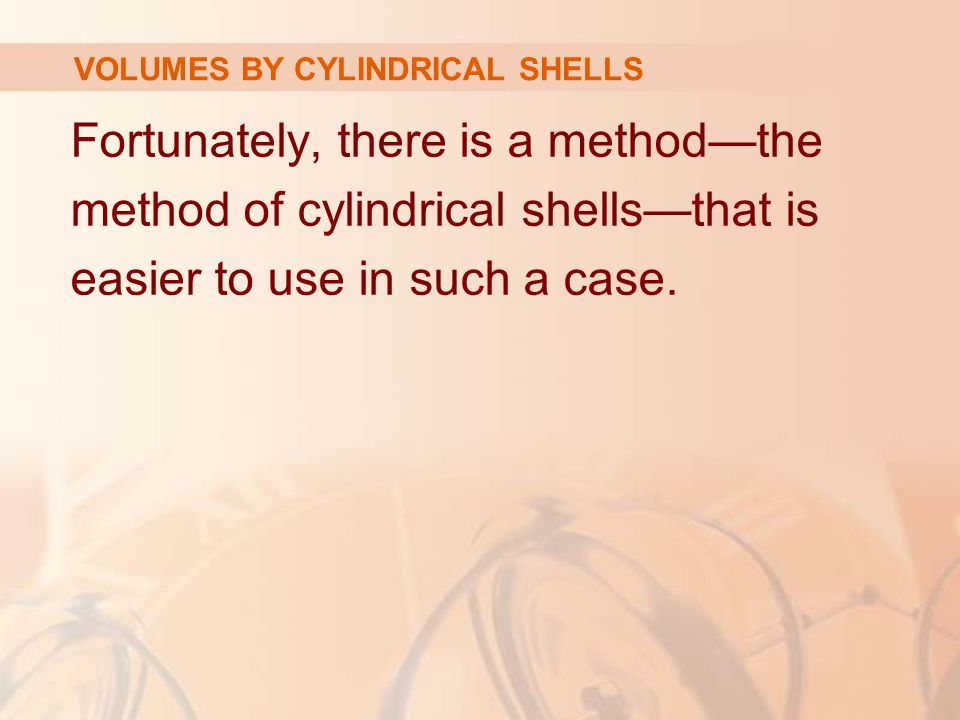 Fortunately, there is a method—the method of cylindrical shells—that is easier to use in such a case.