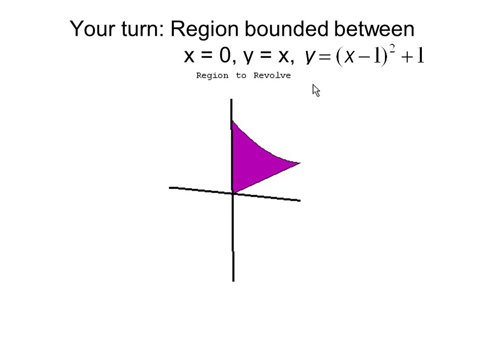 Your turn: Region bounded between x = 0, y = x,