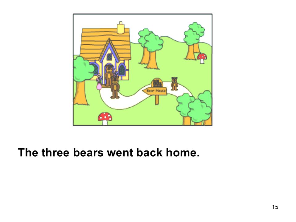 15 The three bears went back home.
