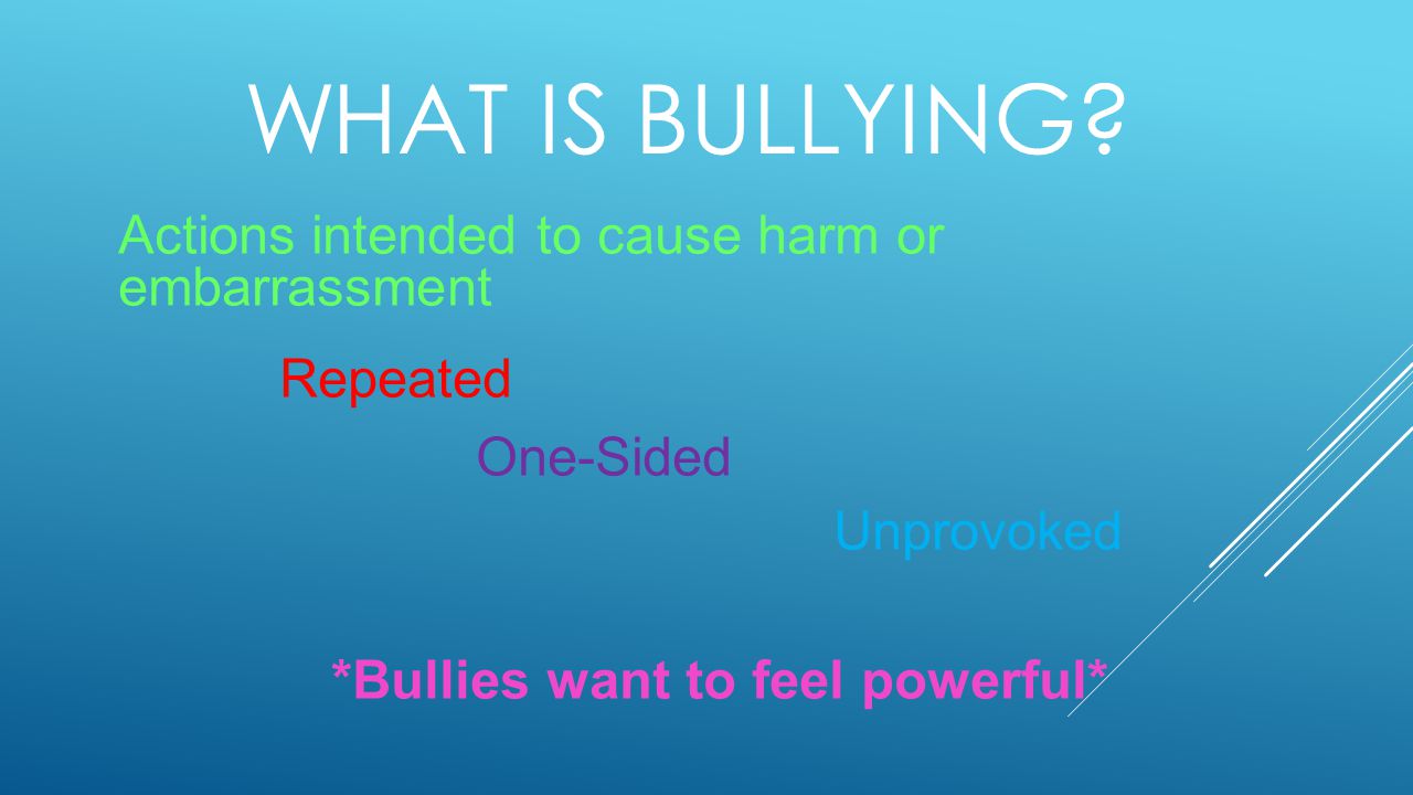 WHAT IS BULLYING.