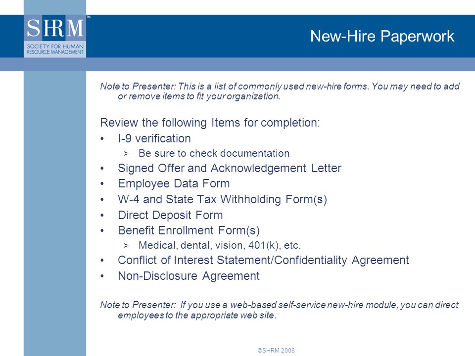 employee new hire forms