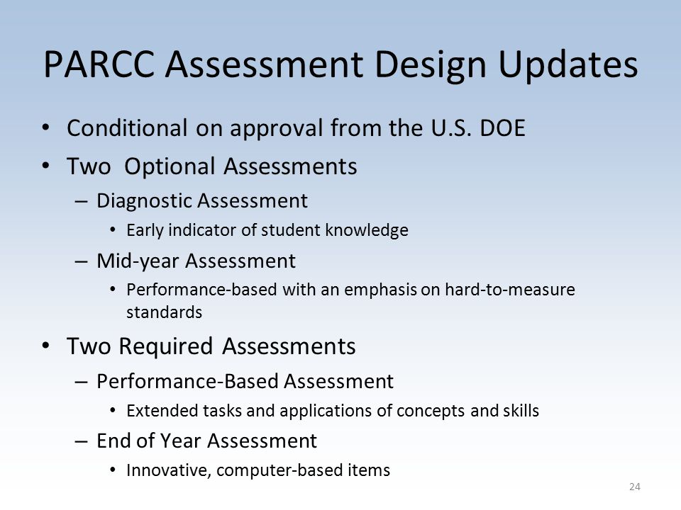 PARCC Assessment Design Updates Conditional on approval from the U.S.