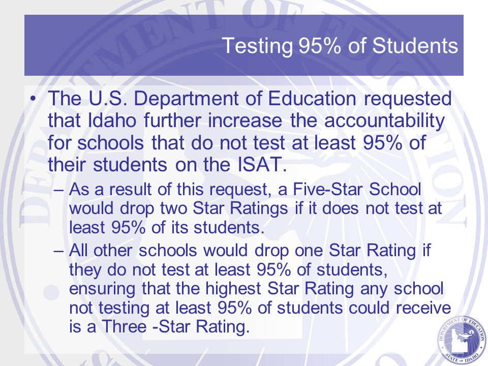 Testing 95% of Students The U.S.