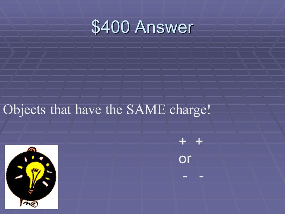 $400 Question Which objects will repel each other