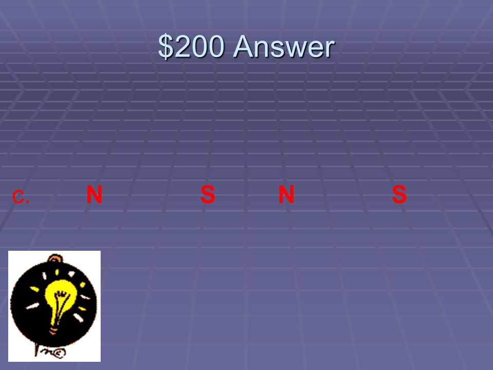 $200 Question Which pattern is correctly labeled a. N N S S b. S N N N c. N S N S d. S N S S
