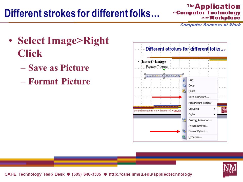 Cahe Technology Help Desk 505 Week 4 Microsoft 7 Cahe Technology Help Desk 505 646 3305 Http Nmsu Edu Liedtechnology Diffe Strokes For Folks Select Image Right Click