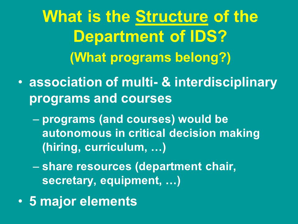 What is the Structure of the Department of IDS.