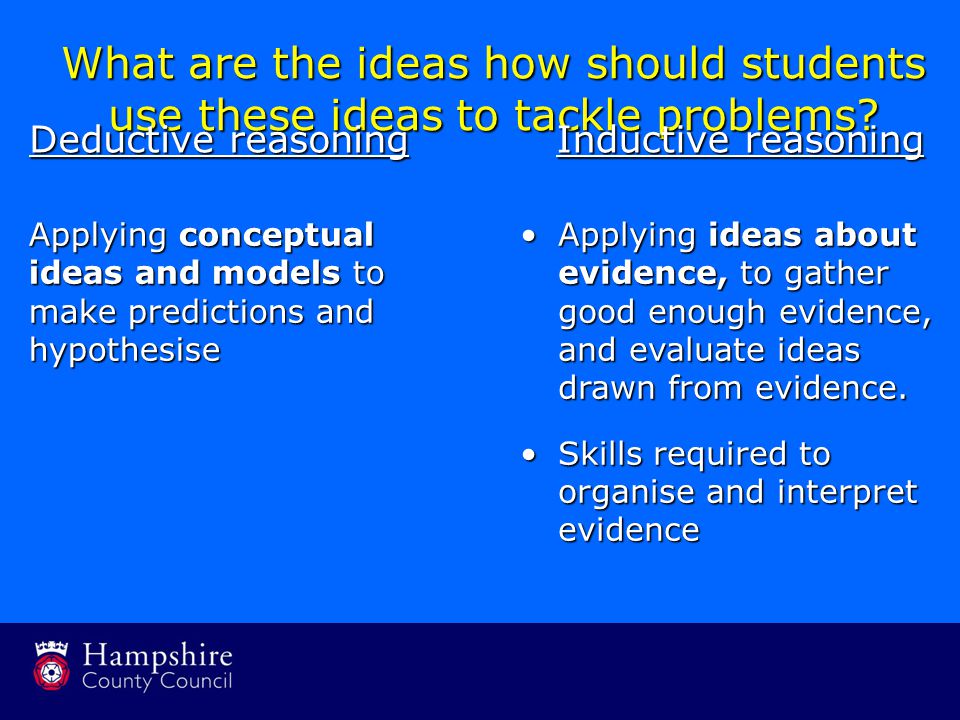 What are the ideas how should students use these ideas to tackle problems.