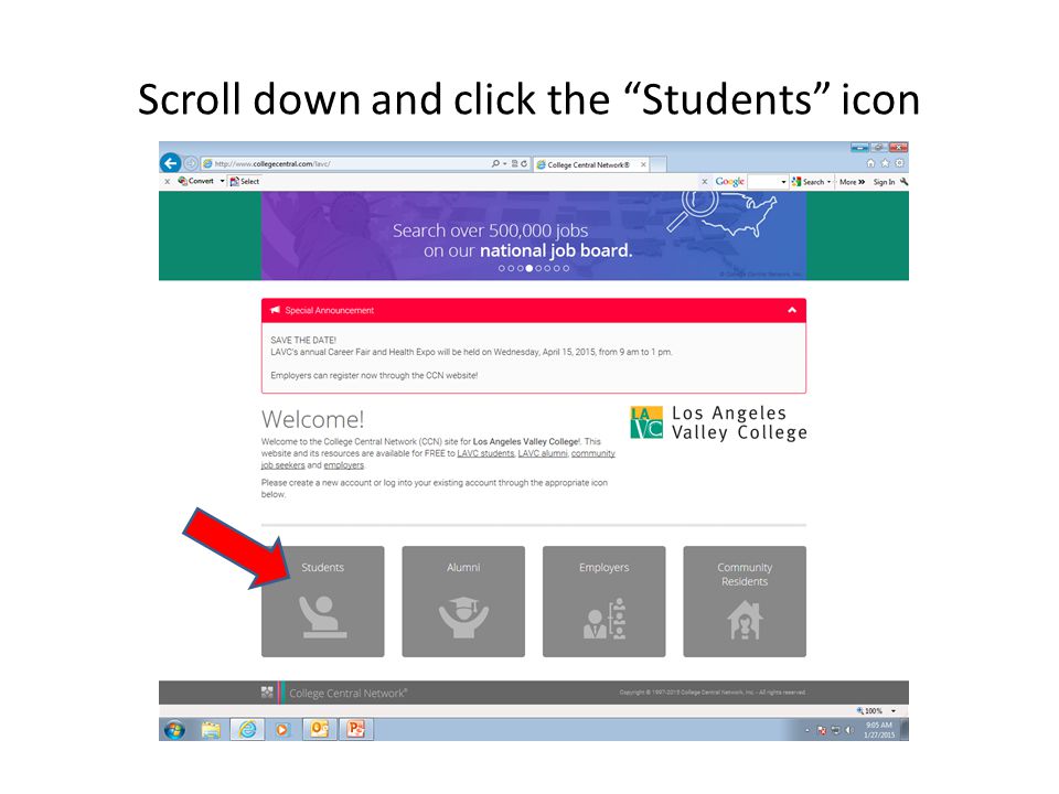 Scroll down and click the Students icon