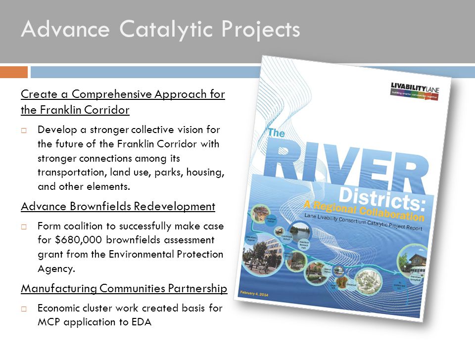 Advance Catalytic Projects Create a Comprehensive Approach for the Franklin Corridor  Develop a stronger collective vision for the future of the Franklin Corridor with stronger connections among its transportation, land use, parks, housing, and other elements.
