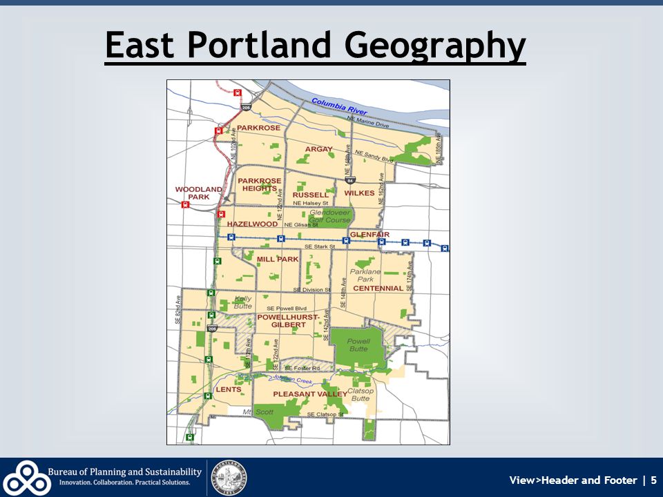 View>Header and Footer | 5 East Portland Geography