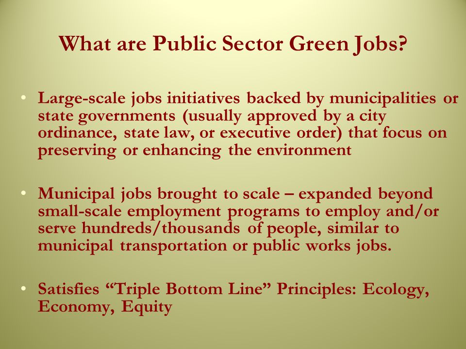 What are Public Sector Green Jobs.