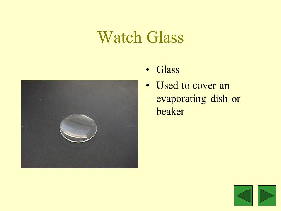 Watch Glass Glass Used to cover an evaporating dish or beaker