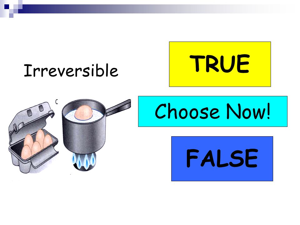 Irreversible TRUE FALSE Choose Now! TRUE
