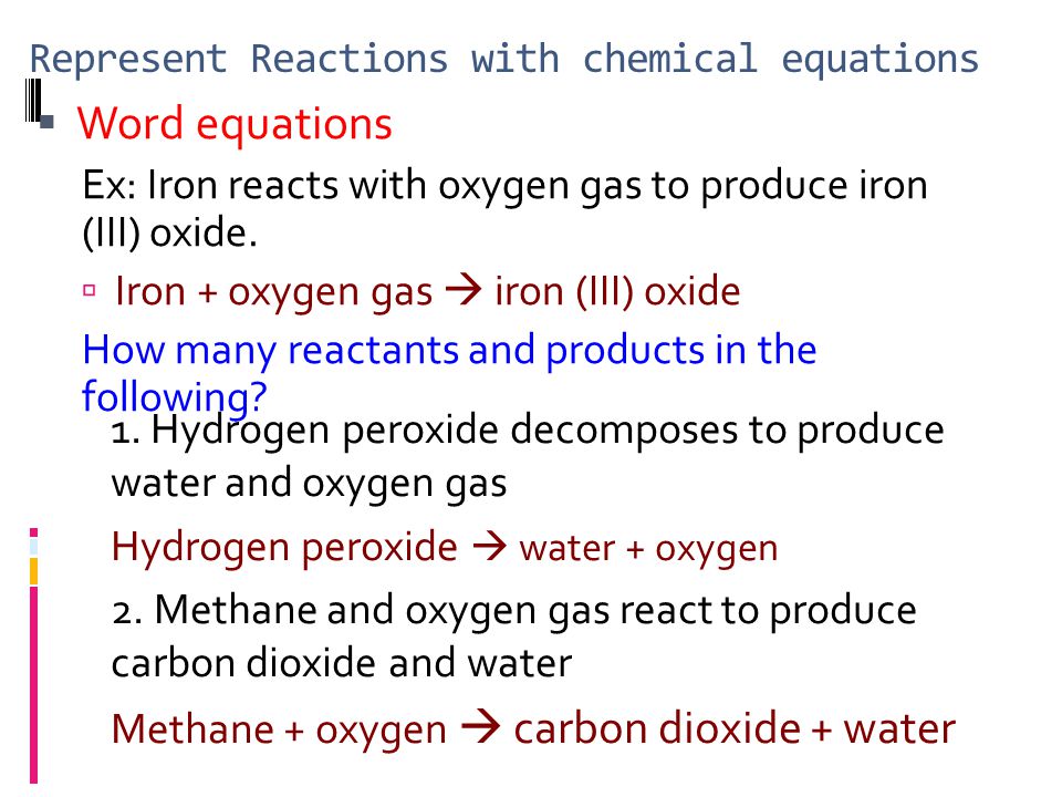 Chapter 8 1 Warm Up What Is A Chemical Reaction 2 Represent Reactions With Chemical Equations Word Ex Iron Reacts Oxygen Gas To