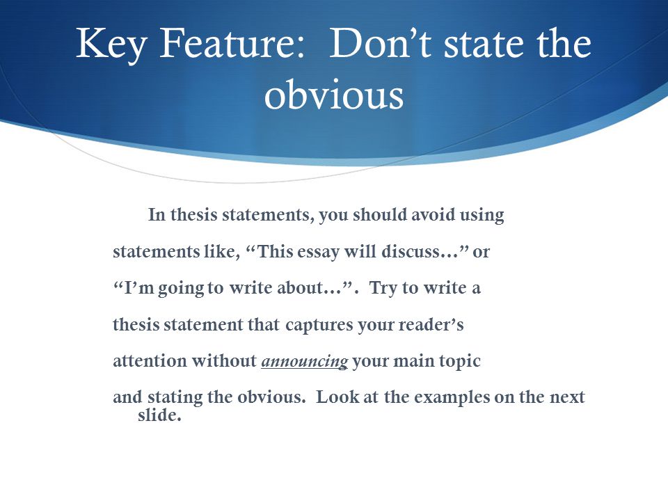 Thesis Statement For Essay