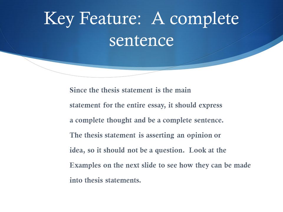Thesis Statement And Topic Sentence Examples