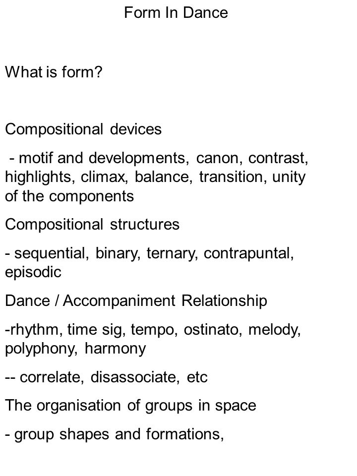 Form In Dance What is form.