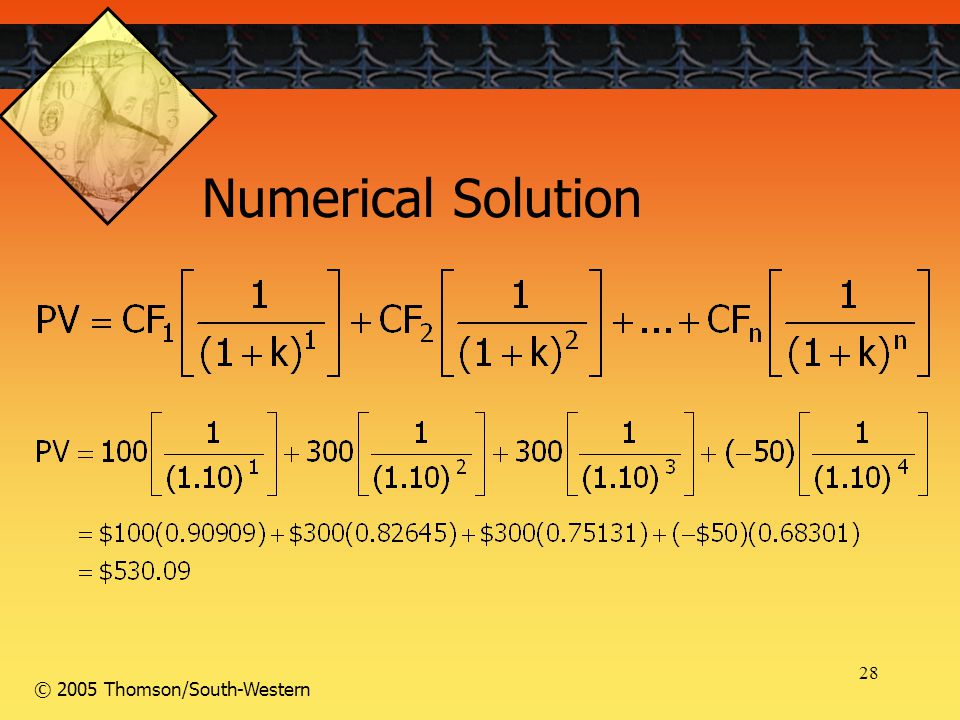 28 © 2005 Thomson/South-Western Numerical Solution
