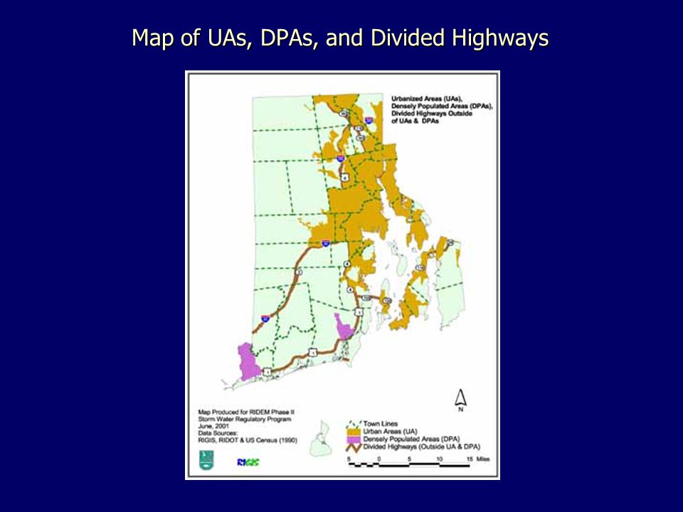 Map of UAs, DPAs, and Divided Highways