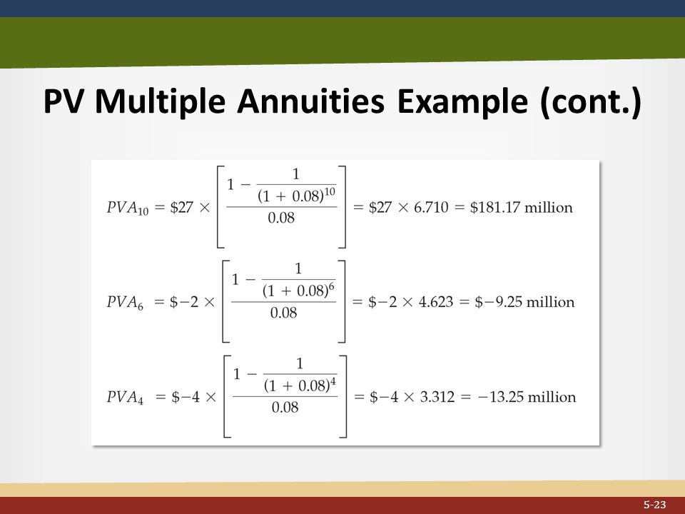 PV Multiple Annuities Example (cont.) 5-23