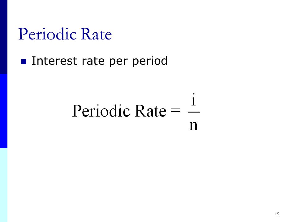 18 How Interest Rates Are Quoted (And Misquoted) Interest Rates Periodic Rate Annual Percentage Rate Effective Annual Rate (EAR)