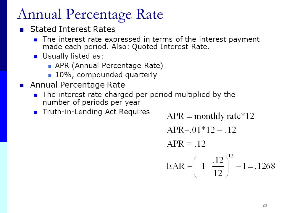 19 Periodic Rate Interest rate per period