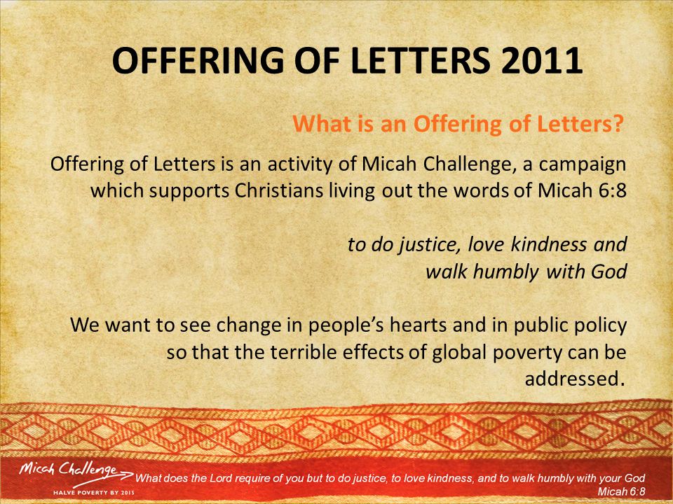 OFFERING OF LETTERS 2011 What is an Offering of Letters.