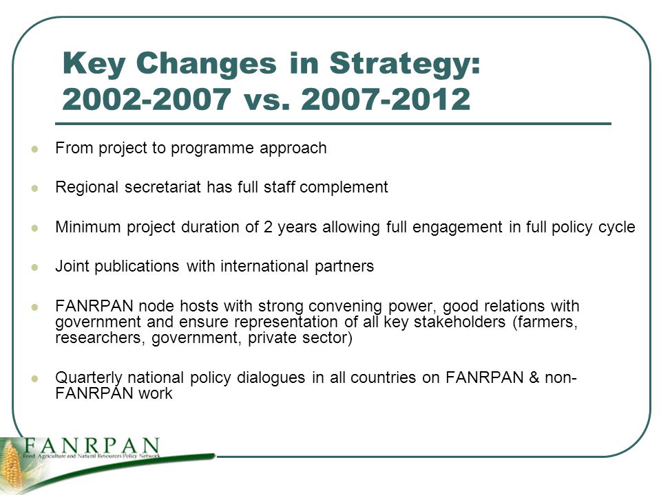 Key Changes in Strategy: vs.
